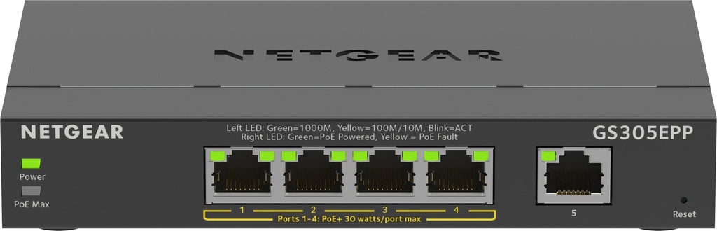 [415853440066] NETGEAR 5-Port Gigabit Ethernet High-Power PoE+ Plus Switch (GS305EPP)