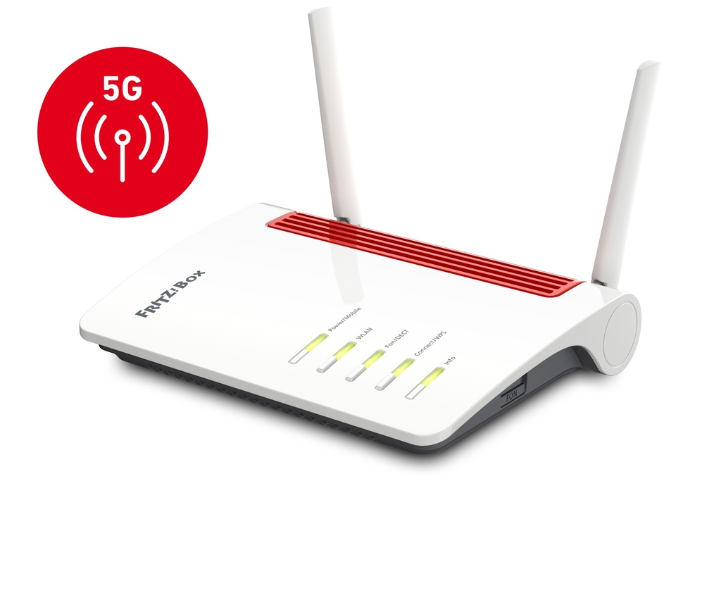 [415854440018] FRITZ!Box 6850 5G draadloze router Gigabit Ethernet Dual-band (2.4 GHz / 5 GHz) Zwart, Rood, Wit