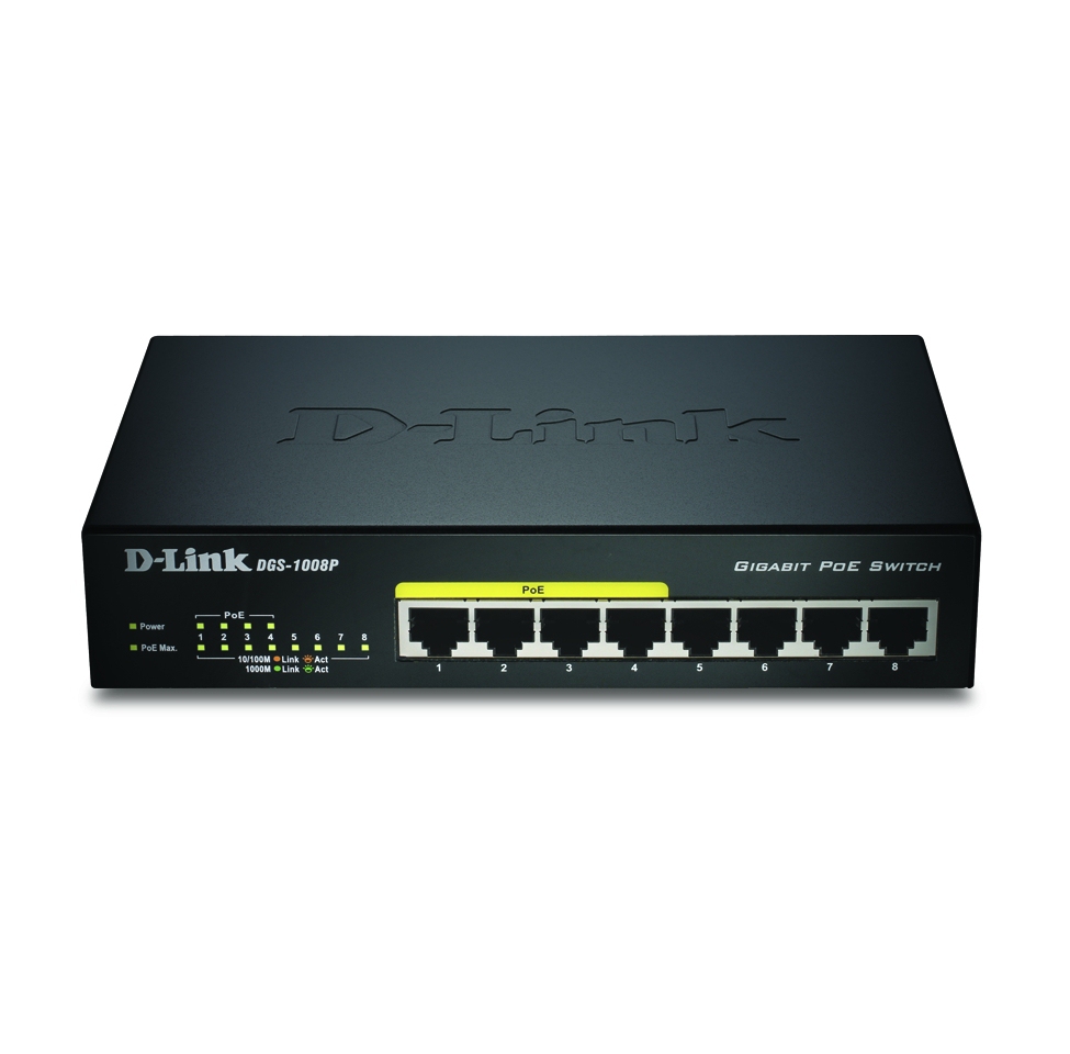 [415856440032] D-Link DGS-1008P/E netwerk-switch Unmanaged L2 Power over Ethernet (PoE) Zwart