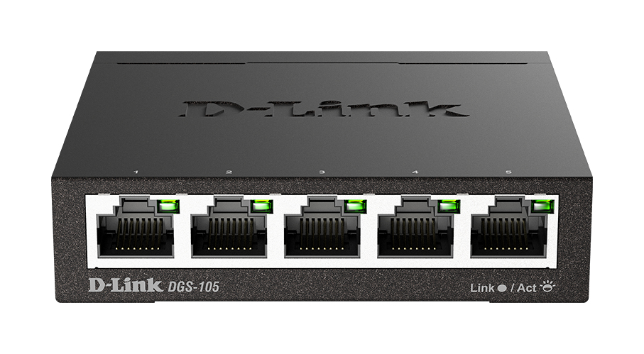 [415856440037] D-Link DGS-105 Unmanaged L2 Gigabit Ethernet (10/100/1000) Zwart