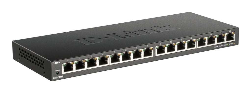 [415856440082] D-Link DGS-1016S Unmanaged Gigabit Ethernet (10/100/1000) Zwart