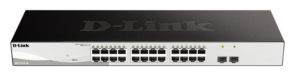 [415856440090] D-Link DGS-1210-26 netwerk-switch Managed L2 Gigabit Ethernet (10/100/1000) 1U Zwart, Grijs