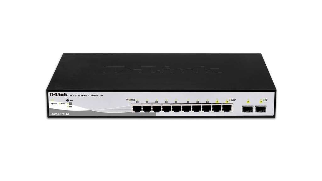 [415856440092] D-Link DGS-1210-10 Managed L2 Gigabit Ethernet (10/100/1000) 1U Zwart, Grijs