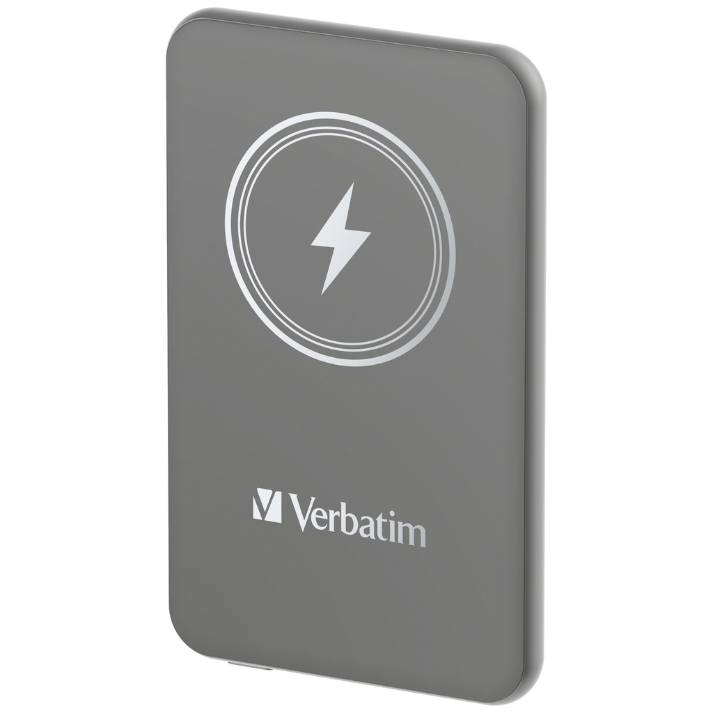 [500076440025] Verbatim Charge 'n' Go Magnetische Draadloze Power Bank 5000mAh Grijs