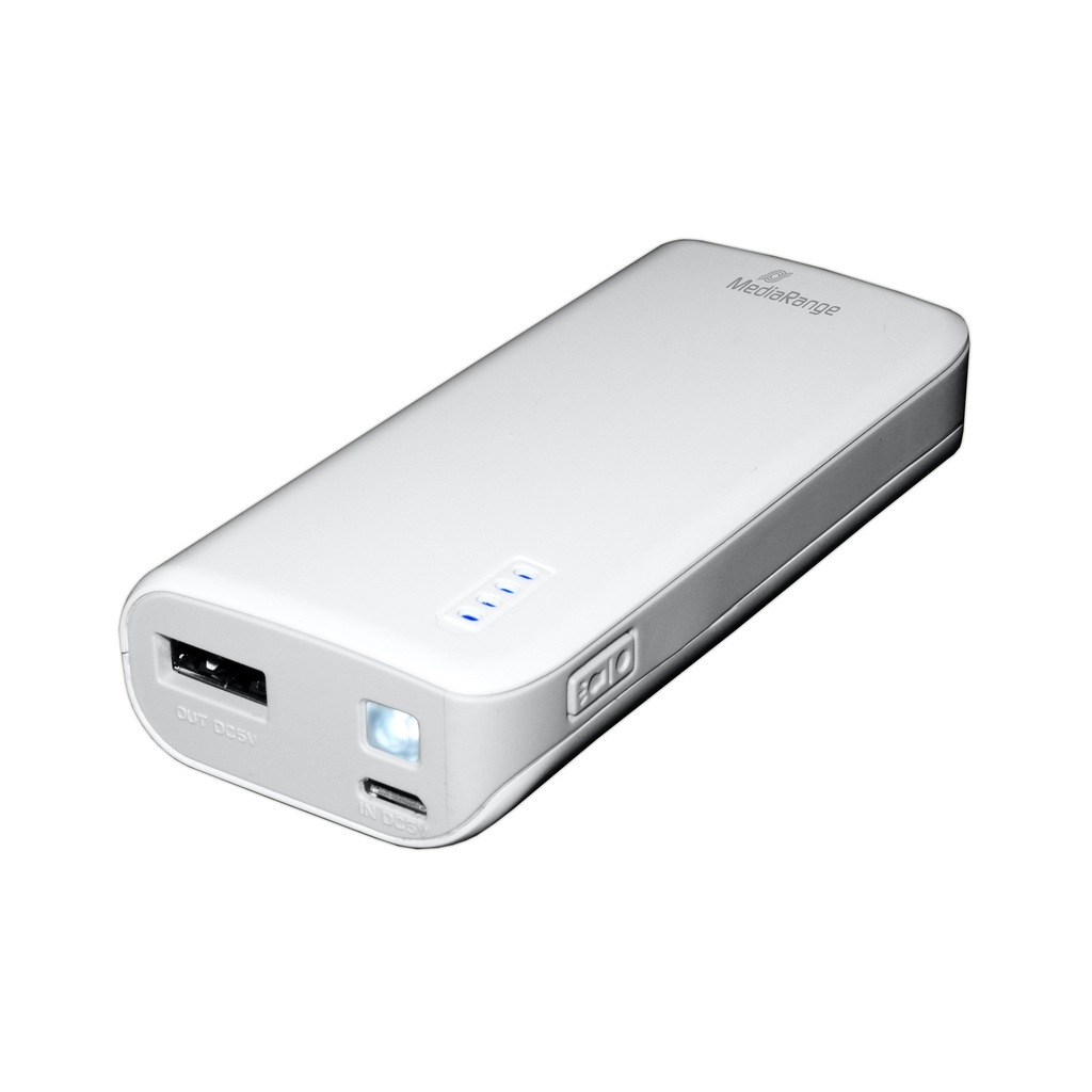 [500604440052] MediaRange MR751 powerbank Lithium-Ion (Li-Ion) 5200 mAh Grijs, Wit
