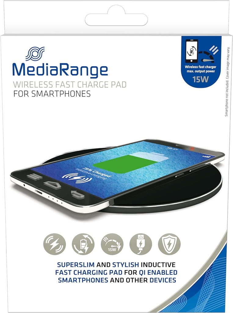 [500604440071] MediaRange MRMA118 oplader voor mobiele apparatuur Smartphone Zwart USB Draadloos opladen Snel opladen Binnen