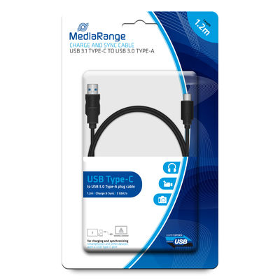 MediaRange MRCS160 USB-kabel USB 3.2 Gen 1 (3.1 Gen 1) 1,2 m USB A USB C Zwart