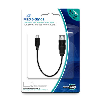 [670604440036] MediaRange MRCS168 USB-kabel USB 2.0 0,2 m Micro-USB B USB A Zwart