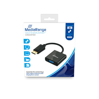 MediaRange MRCS173 video kabel adapter 0,15 m VGA (D-Sub) DisplayPort Zwart