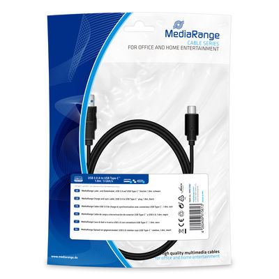 MediaRange MRCS182 USB-kabel USB 3.2 Gen 1 (3.1 Gen 1) 1,8 m USB A USB C Zwart