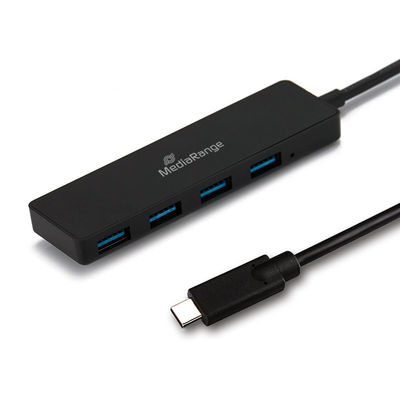 [670604440079] MediaRange MRCS508 interface hub USB 3.2 Gen 1 (3.1 Gen 1) Type-C 5000 Mbit/s Zwart