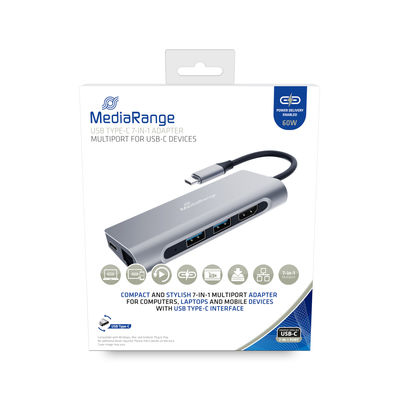 [670604440080] MediaRange MRCS510 laptop dock & poortreplicator USB 3.2 Gen 1 (3.1 Gen 1) Type-C Zilver