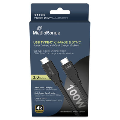 MediaRange MRCS218 USB-kabel USB 3.2 Gen 1 (3.1 Gen 1) 3 m USB C Zwart