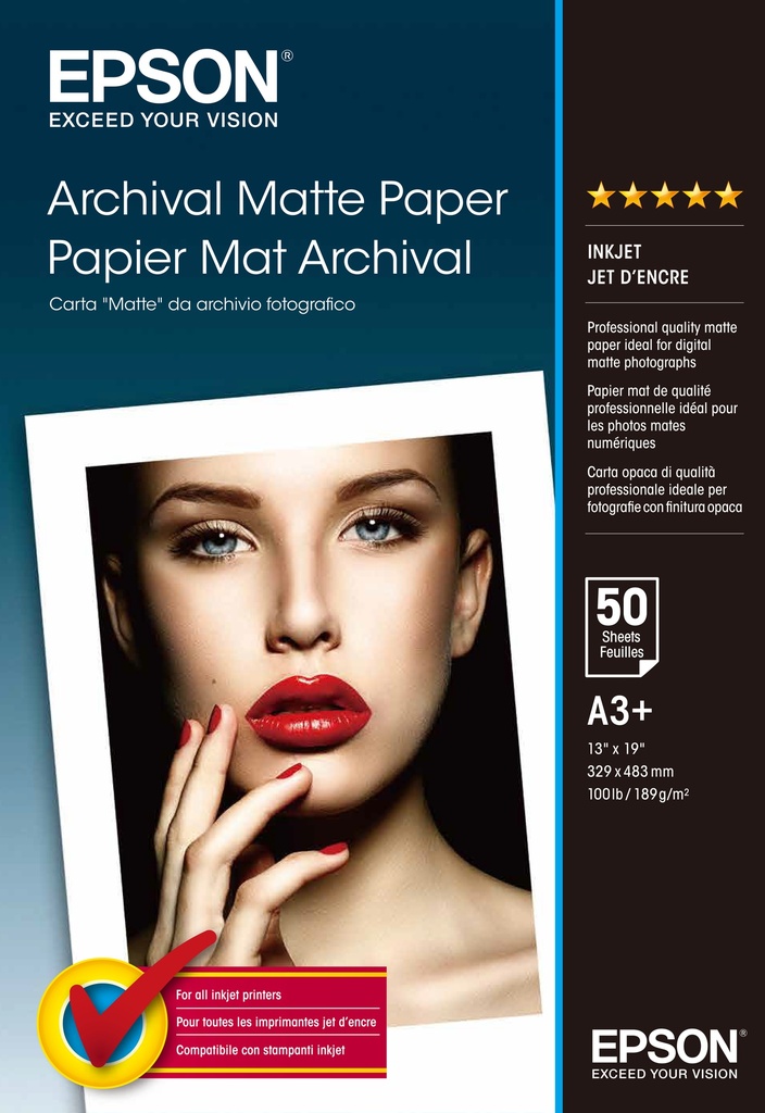 [800015440015] Epson Archival Matte Paper, DIN A3+, 189g/m², 50 Vel