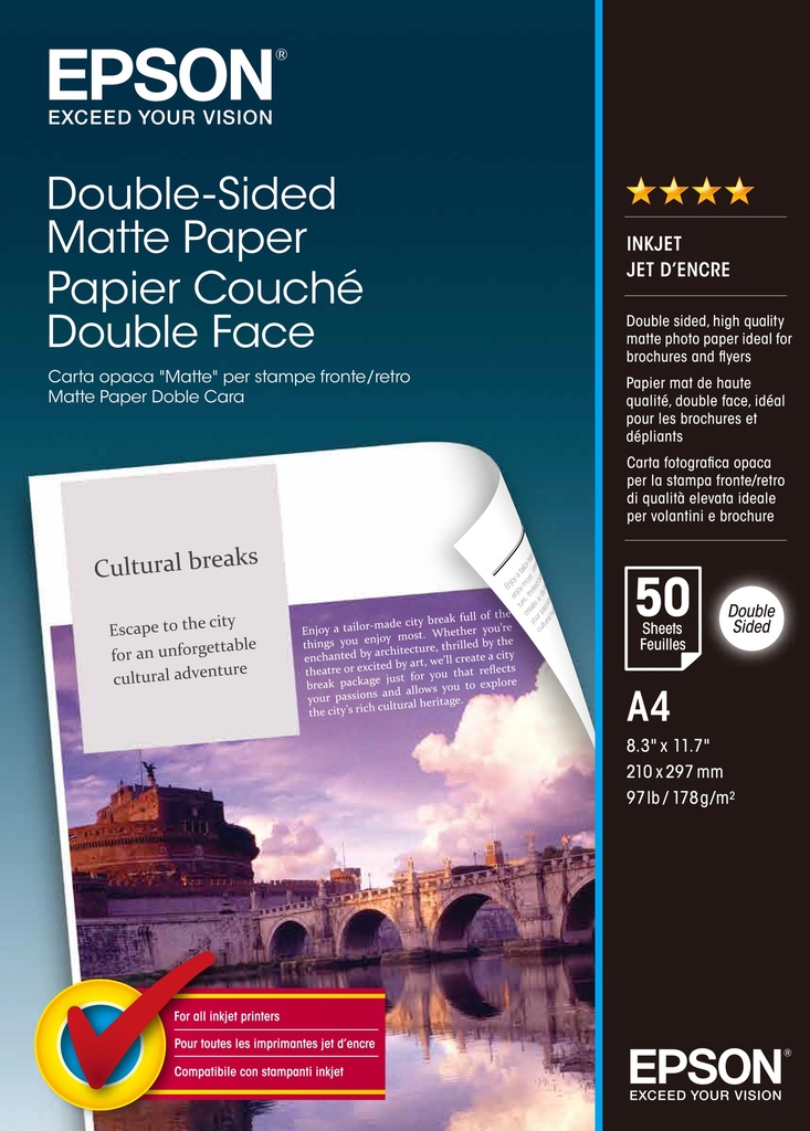 [800015440019] Epson Double-Sided Matte Paper - A4 - 50 Vellen