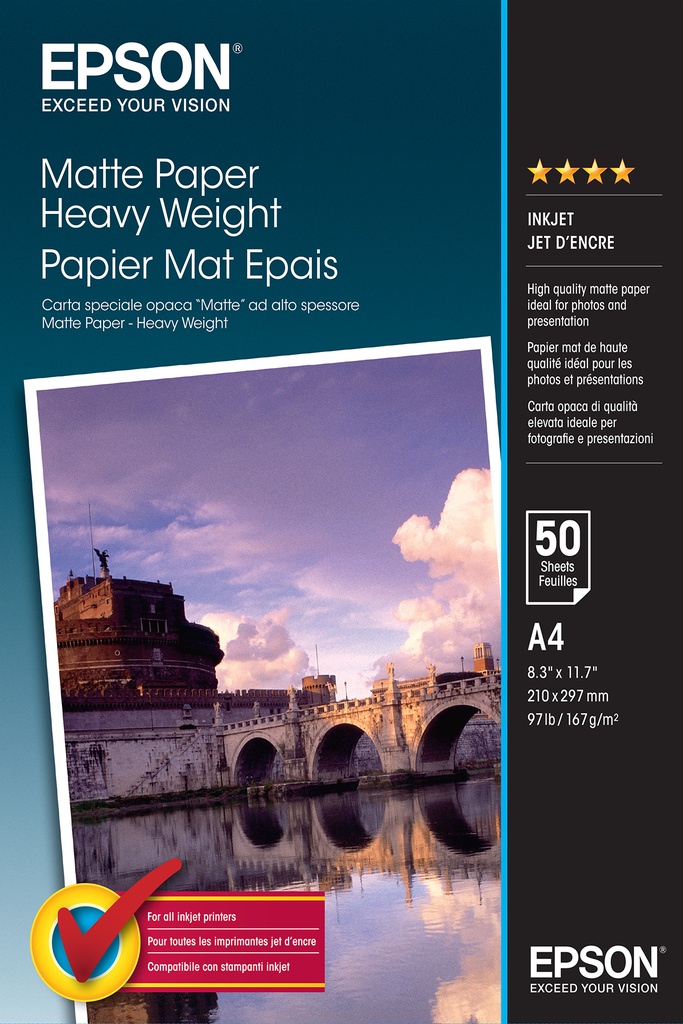 [800015440020] Epson Matte Paper Heavy Weight - A4 - 50 Vellen