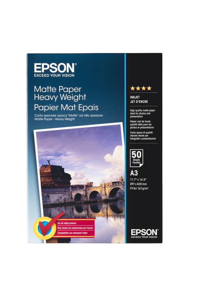 [800015440022] Epson Matte Paper Heavy Weight, DIN A3, 167g/m², 50 Vel