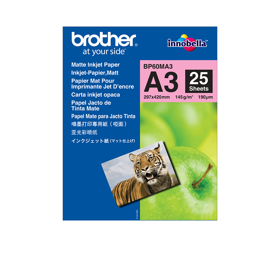 [801005440001] Brother BP60MA3 papier voor inkjetprinter A3 (297x420 mm) Mat 25 vel Wit