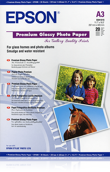 [802015440010] Epson Premium Glossy Photo Paper, DIN A3, 255g/m², 20 Vel