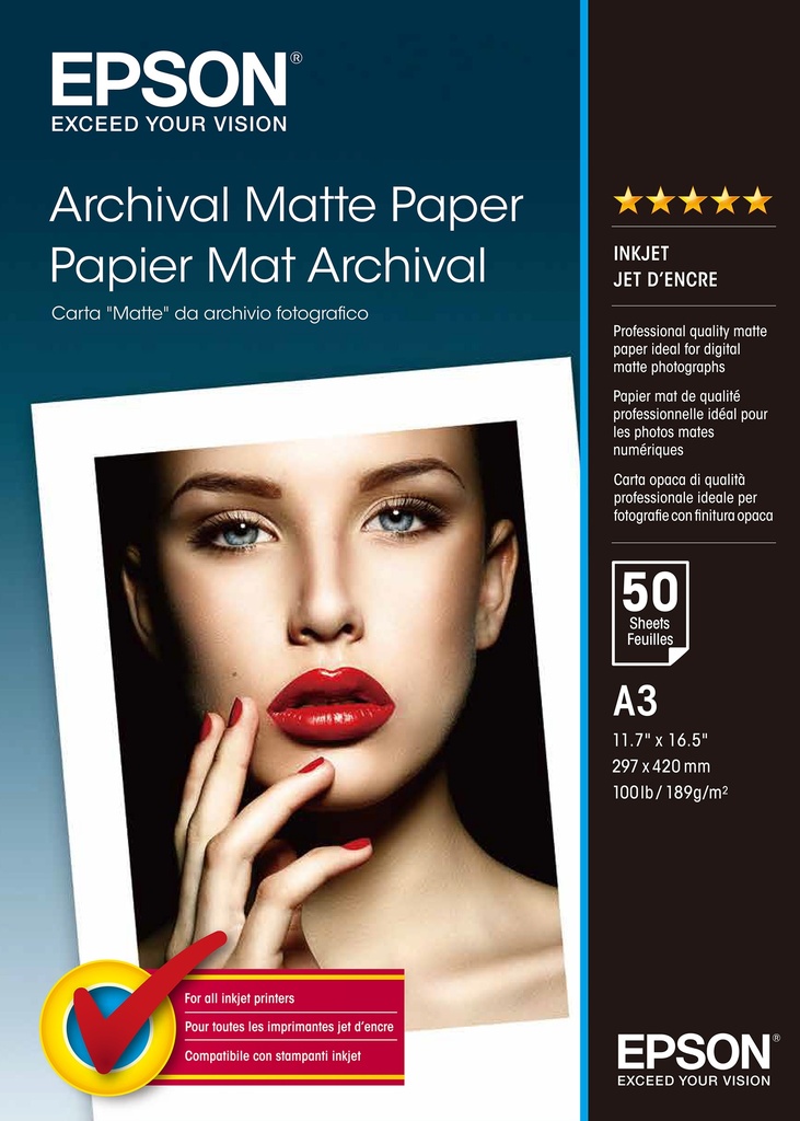 [802015440011] Epson Archival Matte Paper, DIN A3, 189g/m², 50 Vel