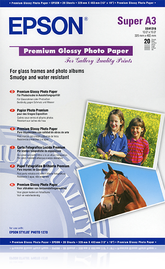 [802015440015] Epson Premium Glossy Photo Paper, DIN A3+, 250g/m², 20 Vel