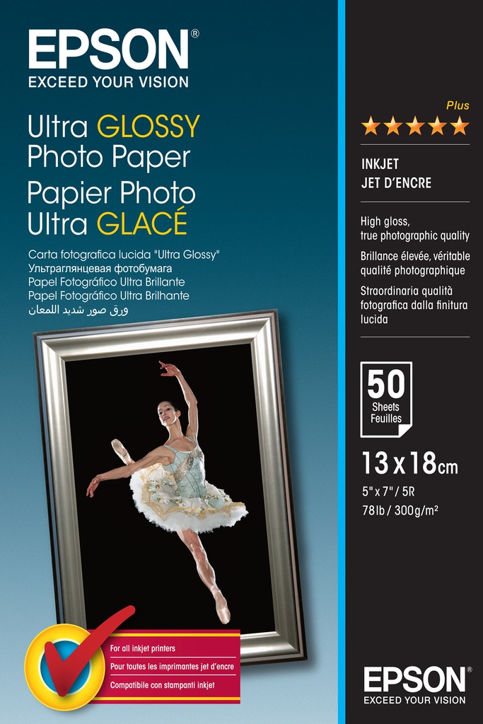 [802015440114] Epson Ultra Glossy Photo Paper - 13x18cm - 50 Vellen