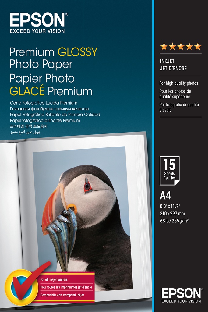 [802015440125] Epson Premium Glossy Photo Paper - A4 - 15 Vellen