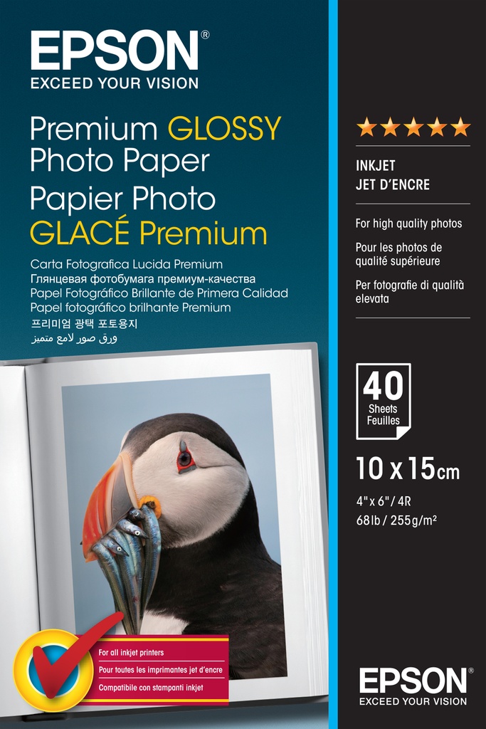 [802015440128] Epson Premium Glossy Photo Paper - 10x15cm - 40 Vellen