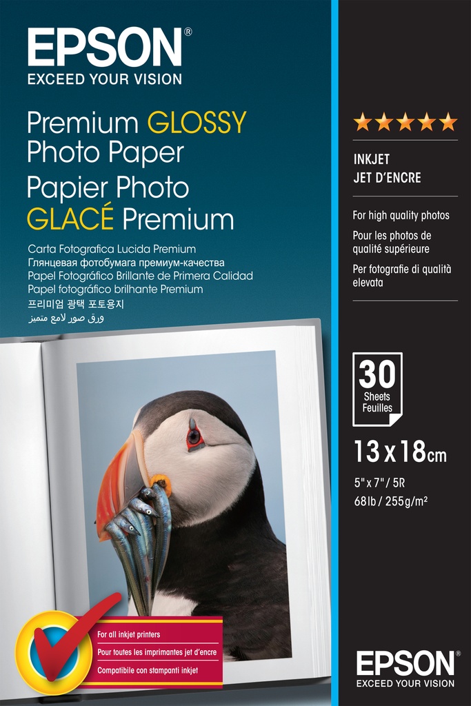 [802015440129] Epson Premium Glossy Photo Paper - 13x18cm - 30 Vellen