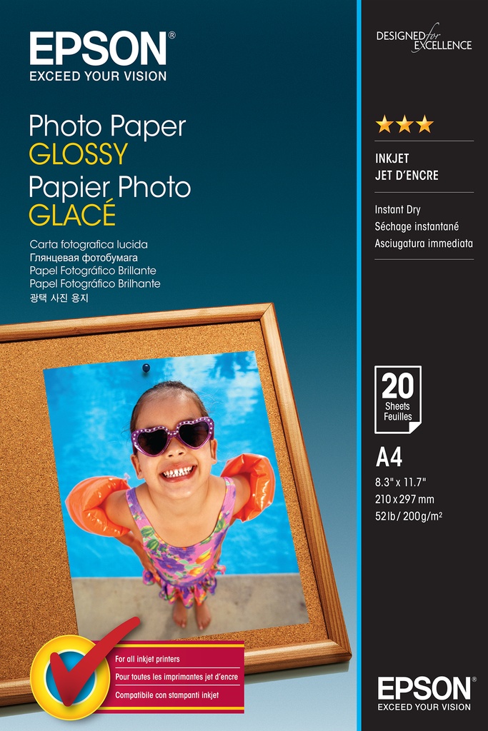 [802015440139] Epson Photo Paper Glossy - A4 - 20 Vellen