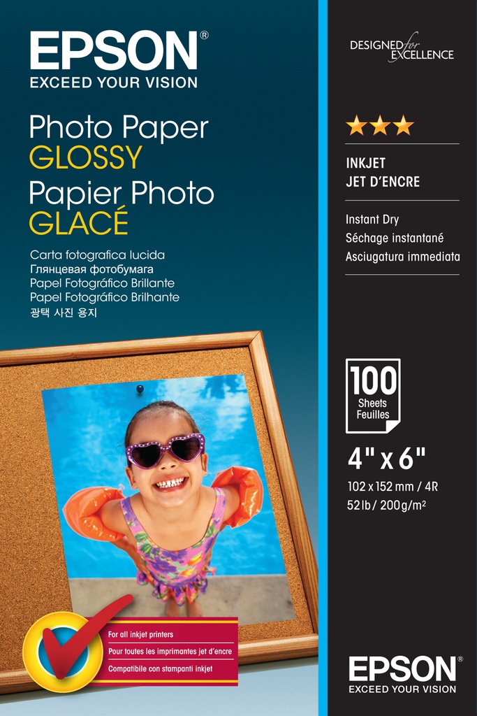[802015440146] Epson Photo Paper Glossy - 10x15cm - 100 Vellen