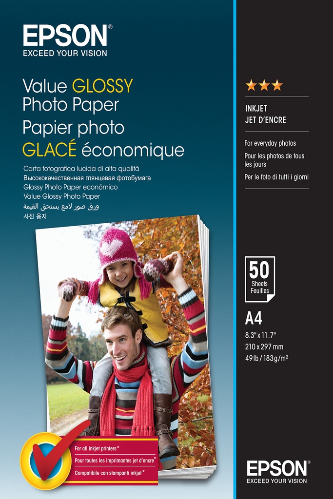 [802015440150] Epson Value Glossy Photo Paper - A4 - 50 Vellen