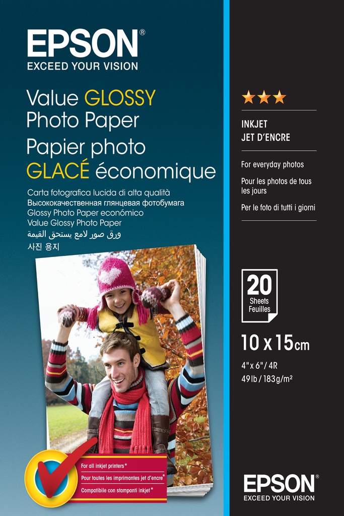 [802015440151] Epson Value Glossy Photo Paper - 10x15cm - 20 Vellen