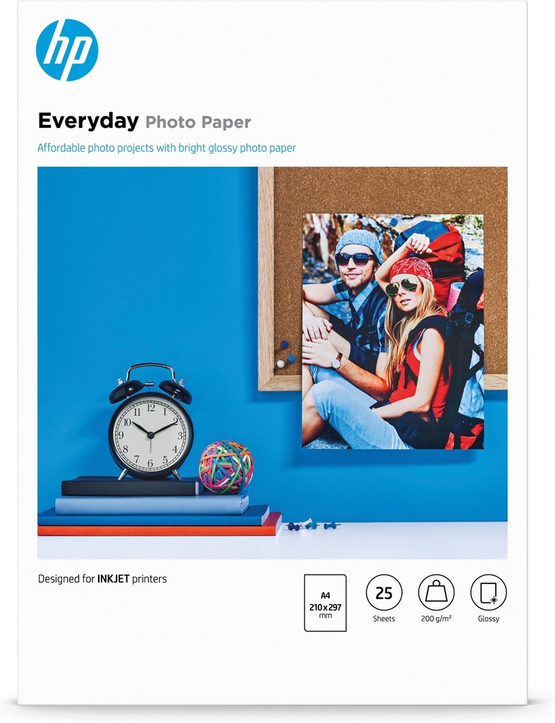[802025440078] HP Everyday glanzend fotopapier, 25 vel, A4/210 x 297 mm