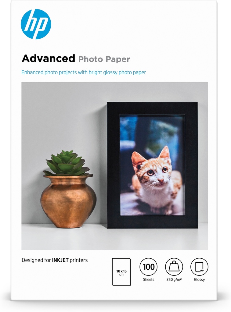 [802025440110] HP Advanced Photo-papier, glanzend, 250 g/m2, 10 x 15 cm (101 x 152 mm), 100 vellen