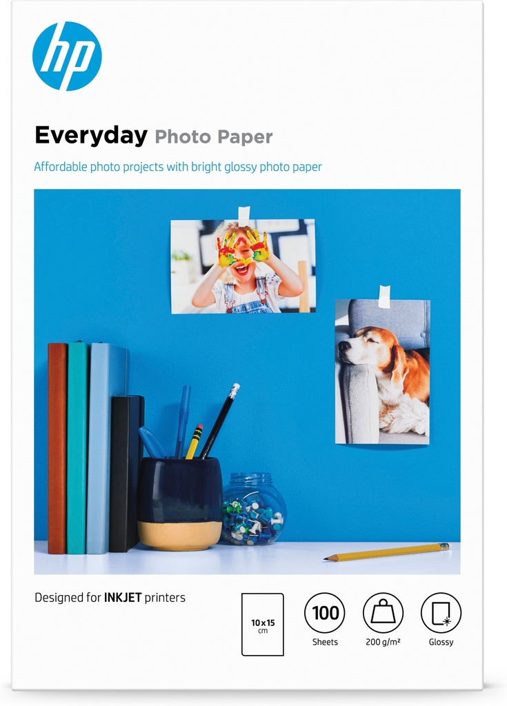 [802025440153] HP Everyday fotopapier, glanzend, 200 g/m2, 10 x 15 cm (101 x 152 mm), 100 vellen