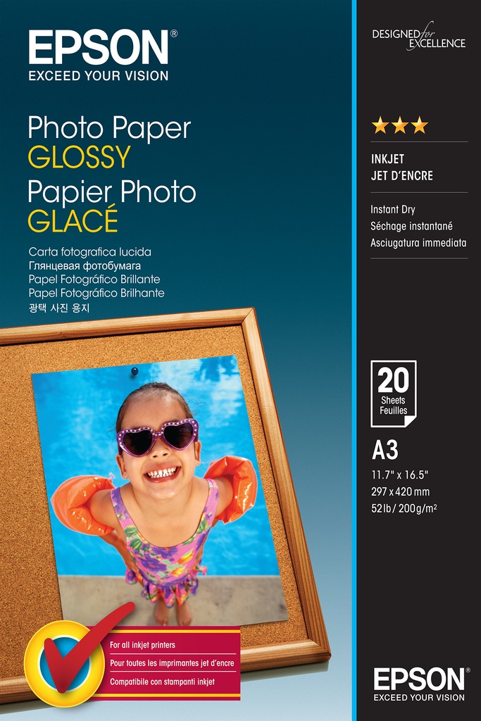 [807015440136] Epson Photo Paper Glossy - A3 - 20 Vellen
