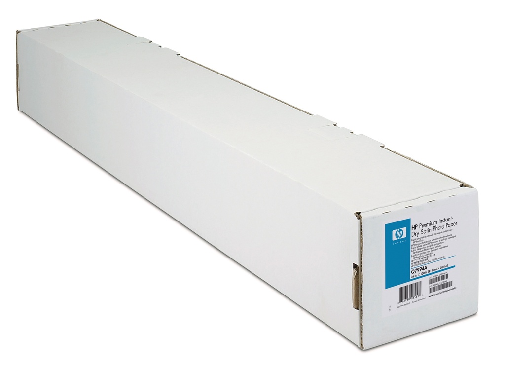 [807025440256] HP Premium Instant-dry Satin Photo Paper-610 mm x 22.9 m (24 in x 75 ft)