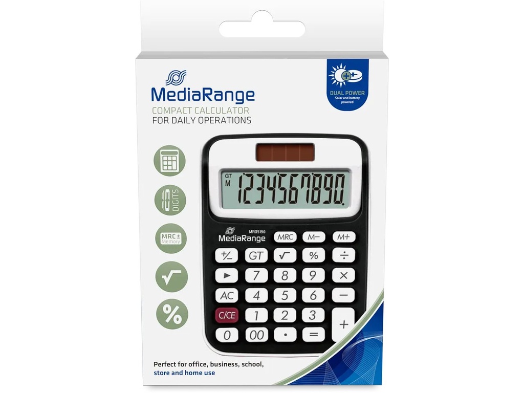 [910604440001] MEDIARANGE MEDIARANGE CALCULATOR BLK/WHITE