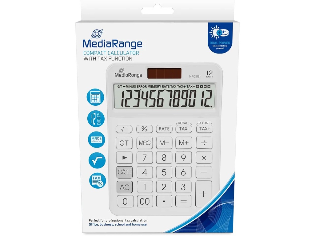 [910604440002] MEDIARANGE MEDIARANGE CALCULATOR WHITE