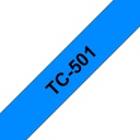 Brother TC-501 labelprinter-tape Zwart op blauw