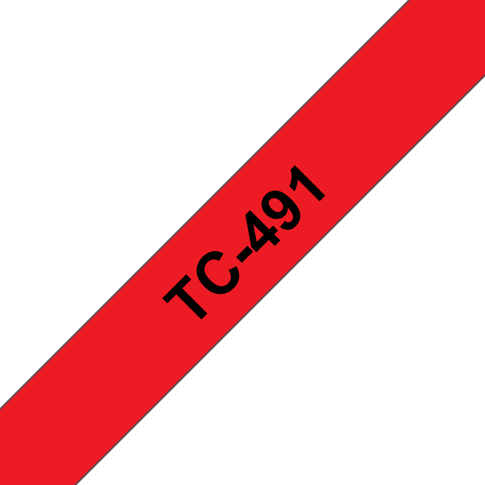 [914005440006] Brother TC-491 labelprinter-tape Zwart op rood