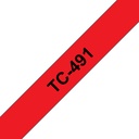 Brother TC-491 labelprinter-tape Zwart op rood