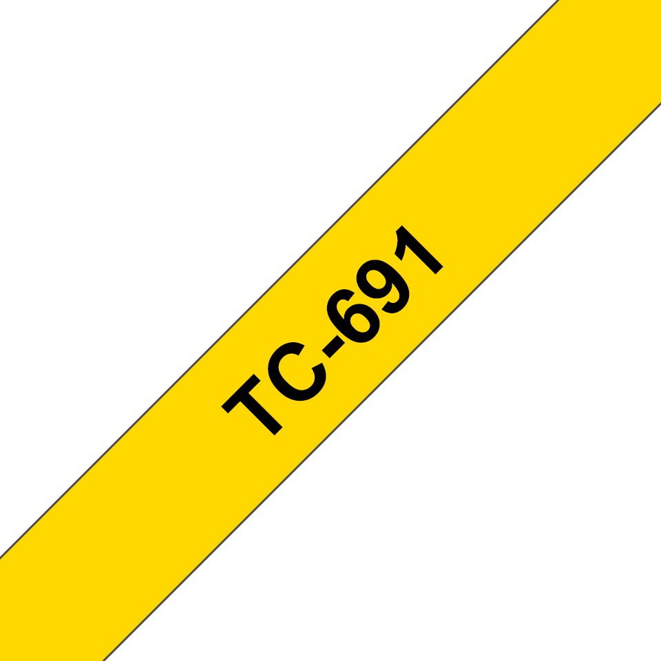 [914005440011] Brother TC-691 labelprinter-tape Zwart op geel