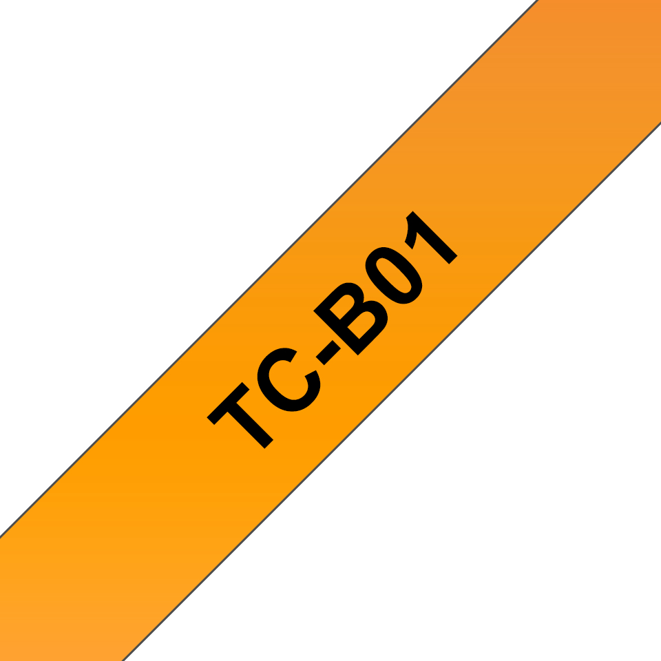 [914005440029] Brother TC-B01 labelprinter-tape Zwart op fluorescerend oranje