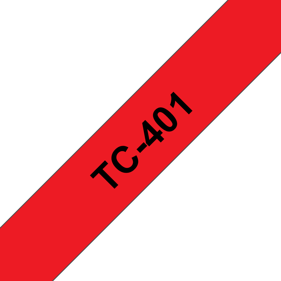 Brother TC-401 labelprinter-tape Zwart op rood