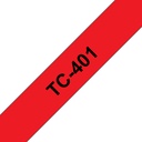 Brother TC-401 labelprinter-tape Zwart op rood