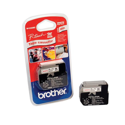 [914005440187] Brother M-K222BZ labelprinter-tape Rood op wit