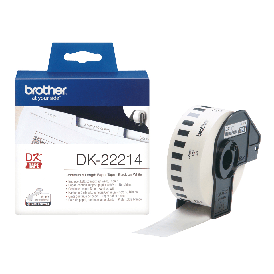 [914005440484] Brother DK-22214 labelprinter-tape Zwart op wit