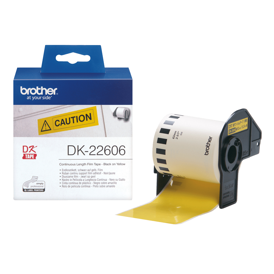 [914005440490] Brother DK-22606 labelprinter-tape Zwart op geel